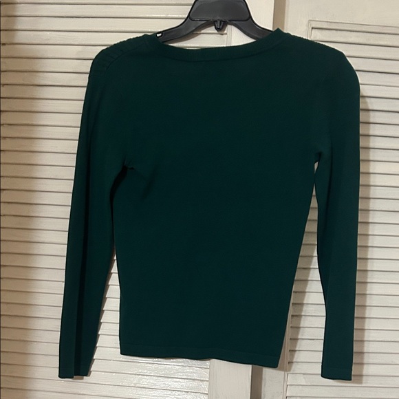 Green V-Neck Ribbed Sweater - Picture 2 of 6